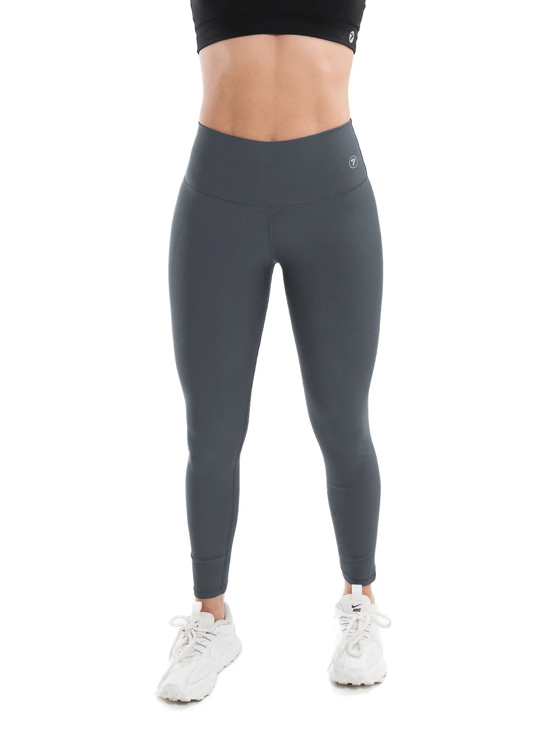 Legging deportivo gris oscuro tiro alto mujer TENFIT — vista frontal 2