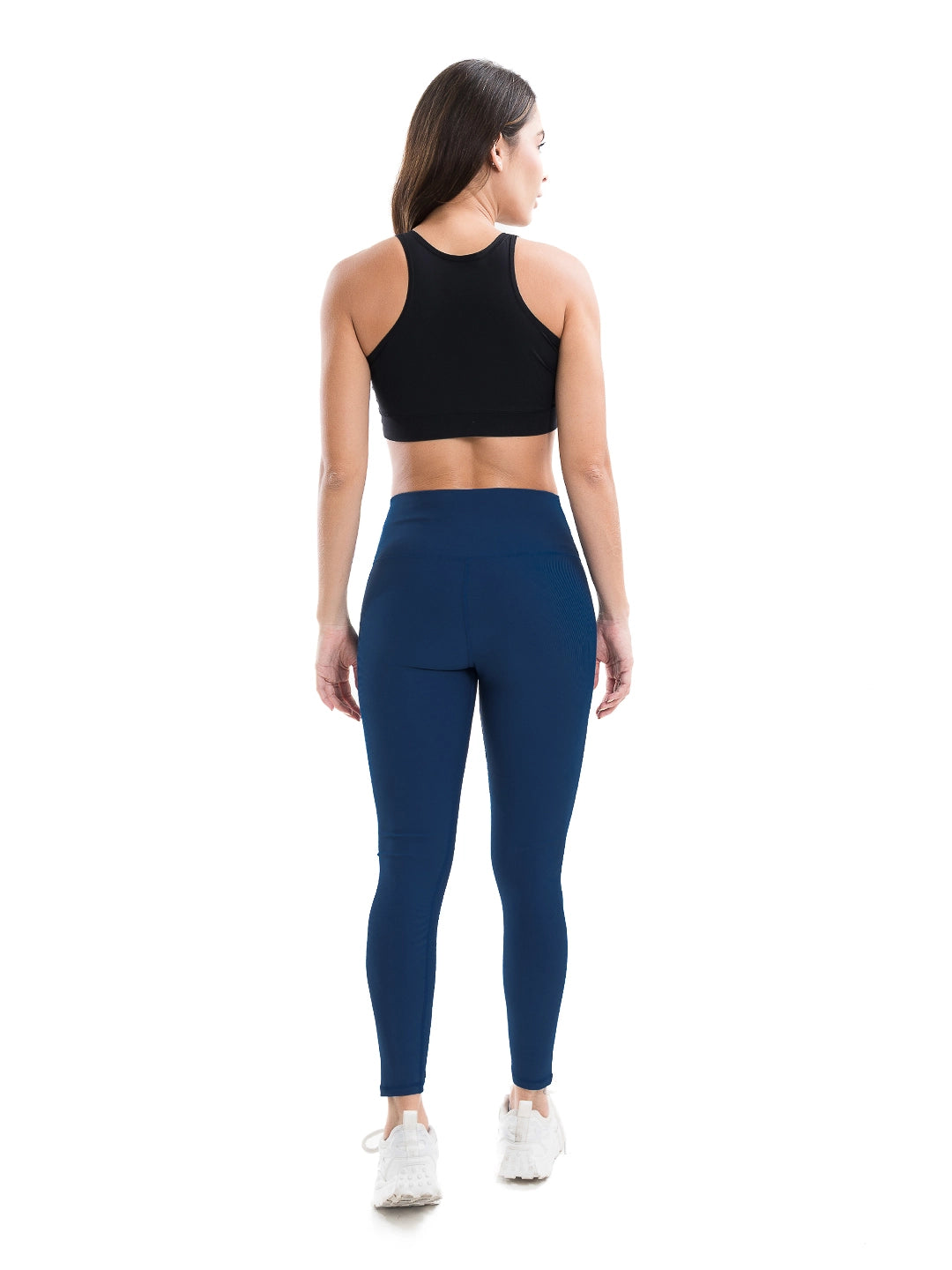 Legging deportivo azul turquí tiro alto mujer TENFIT — vista posterior