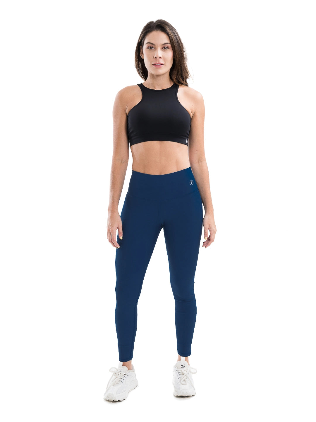 Legging deportivo azul turquí tiro alto mujer TENFIT — vista frontal 2