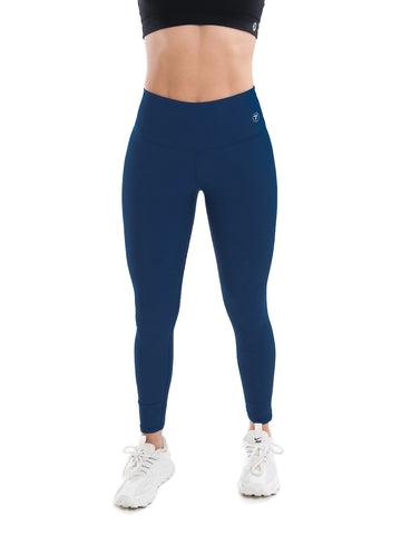Legging deportivo azul turquí tiro alto mujer TENFIT — vista frontal 2