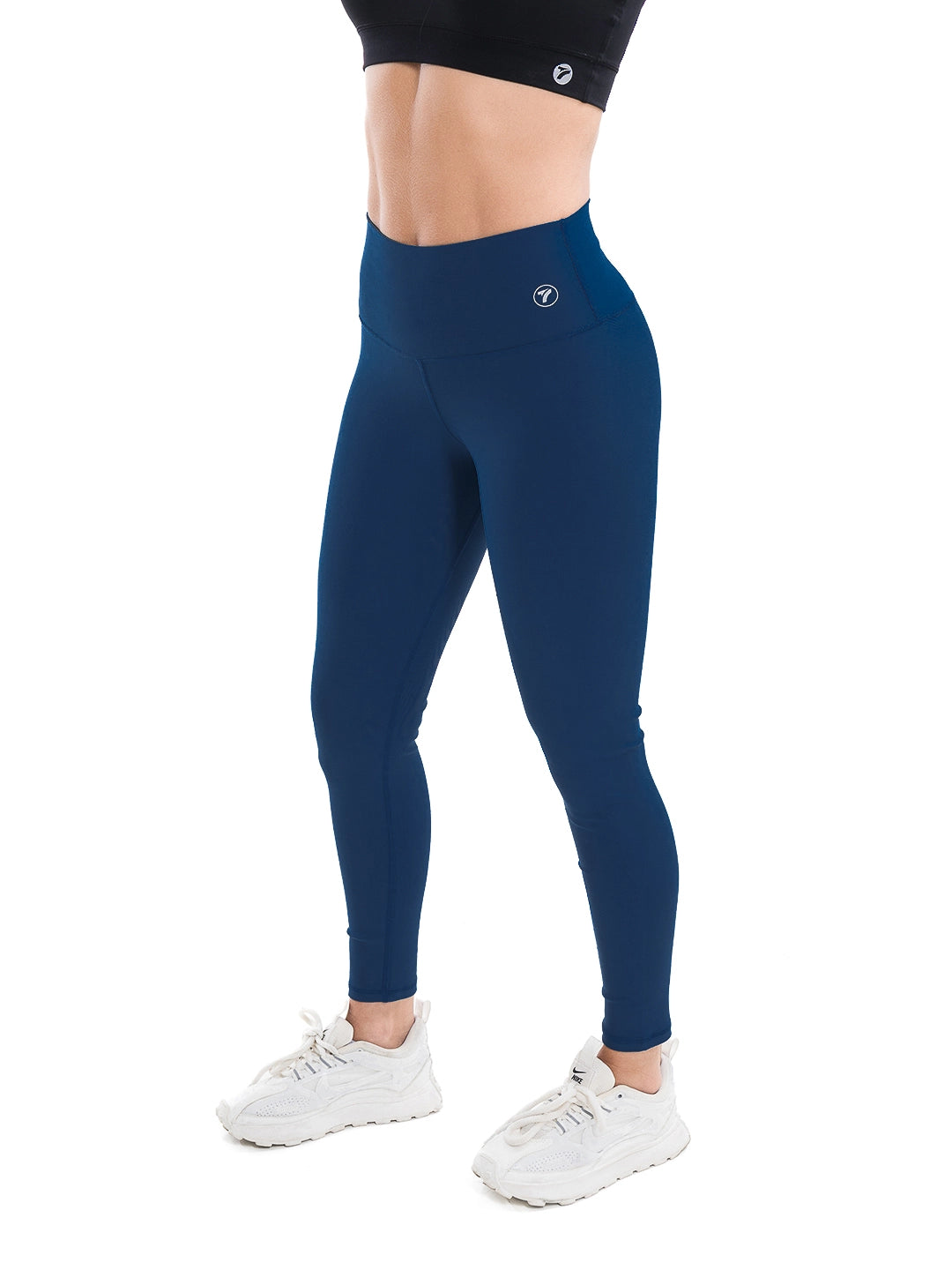 Legging deportivo azul turquí tiro alto mujer TENFIT — vista lateral 2