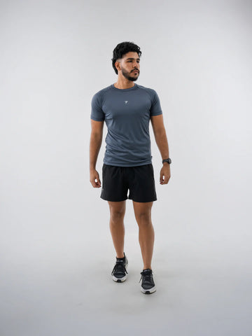 Camiseta deportiva hombre gris oscuro manga corta TENFIT Colombia