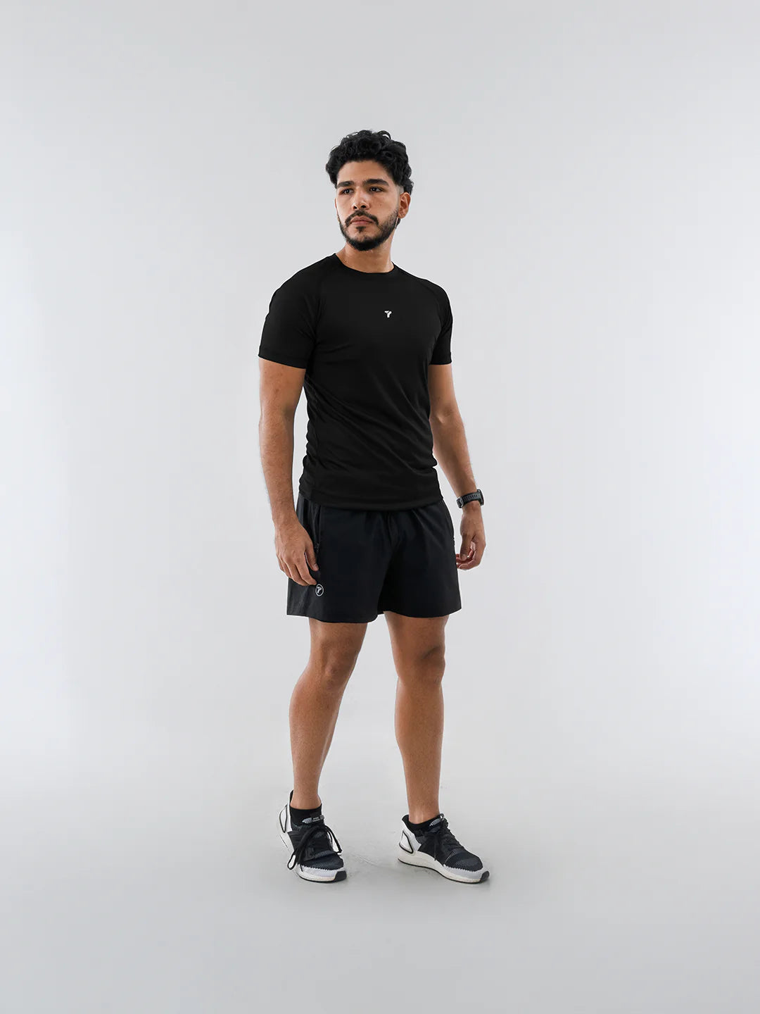 Camiseta deportiva hombre negra manga corta TENFIT Colombia
