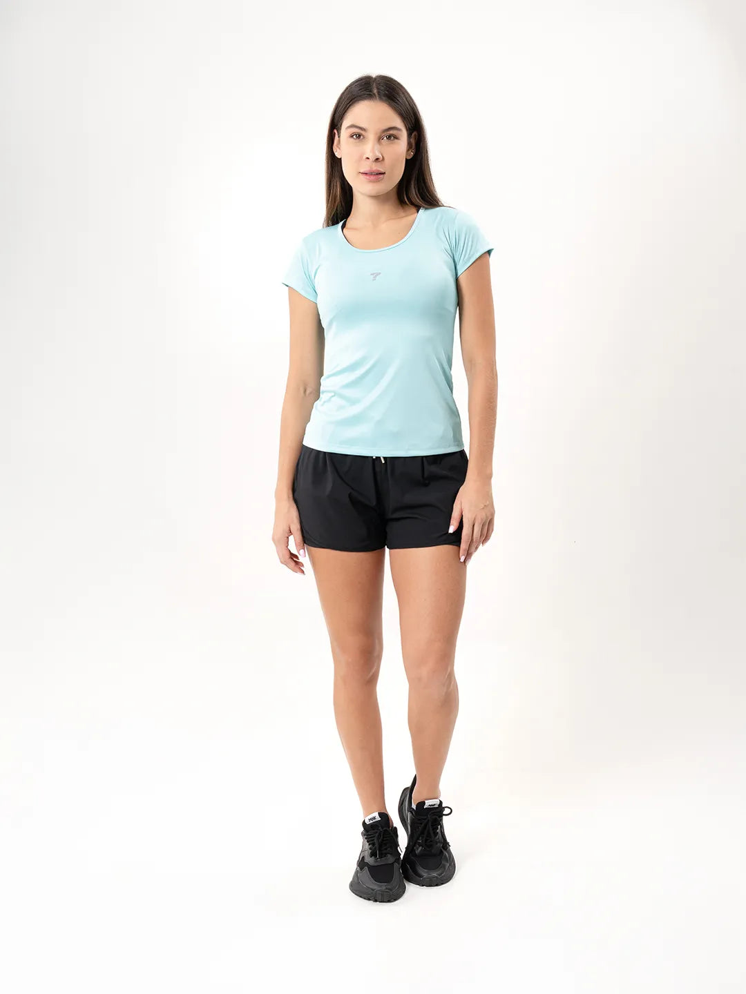 Camiseta verde menta vista completa frente gym mujer Colombia