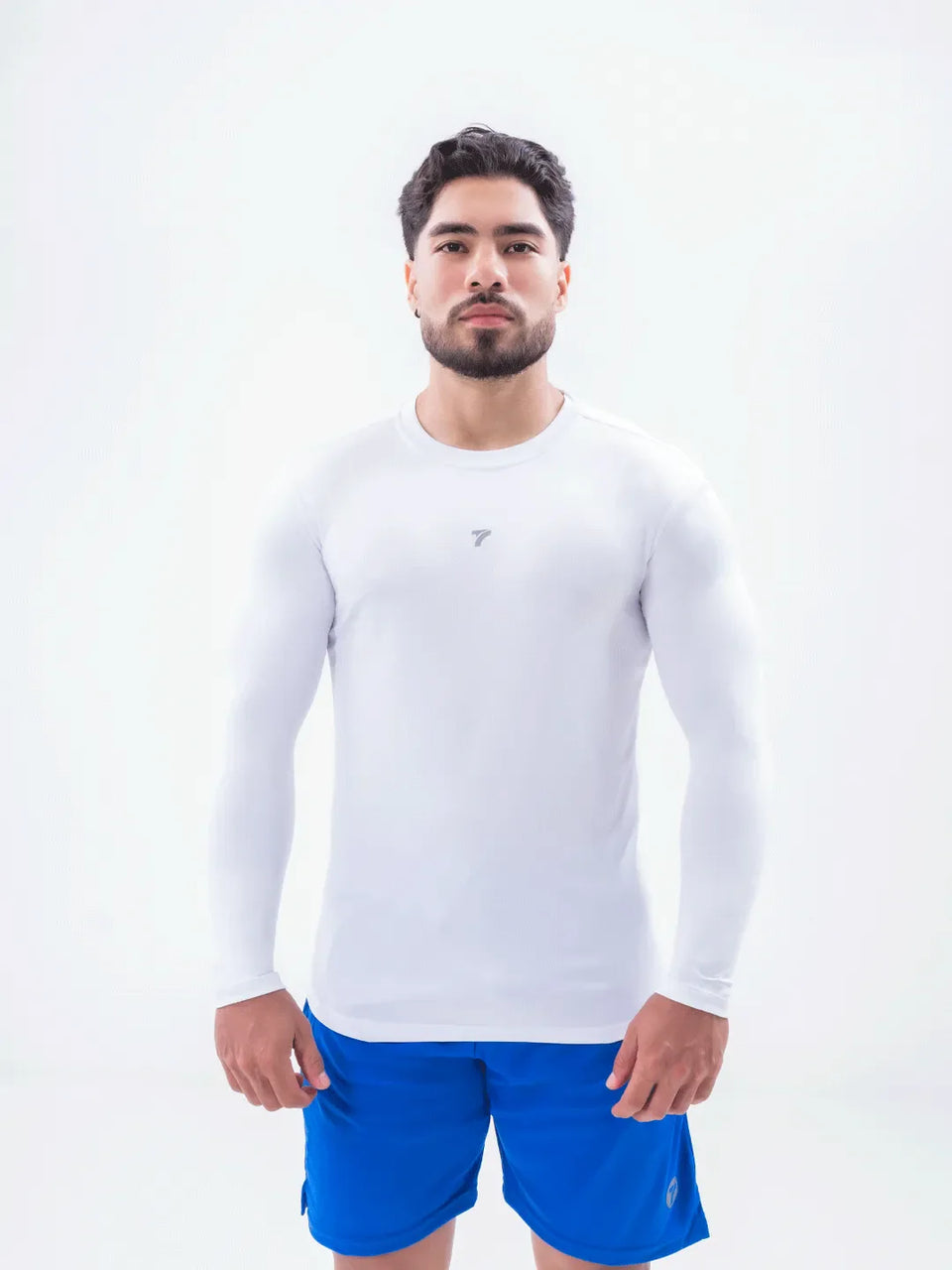 Buzo de Compresión Blanco Hombre TENFIT - Frente Modelaje