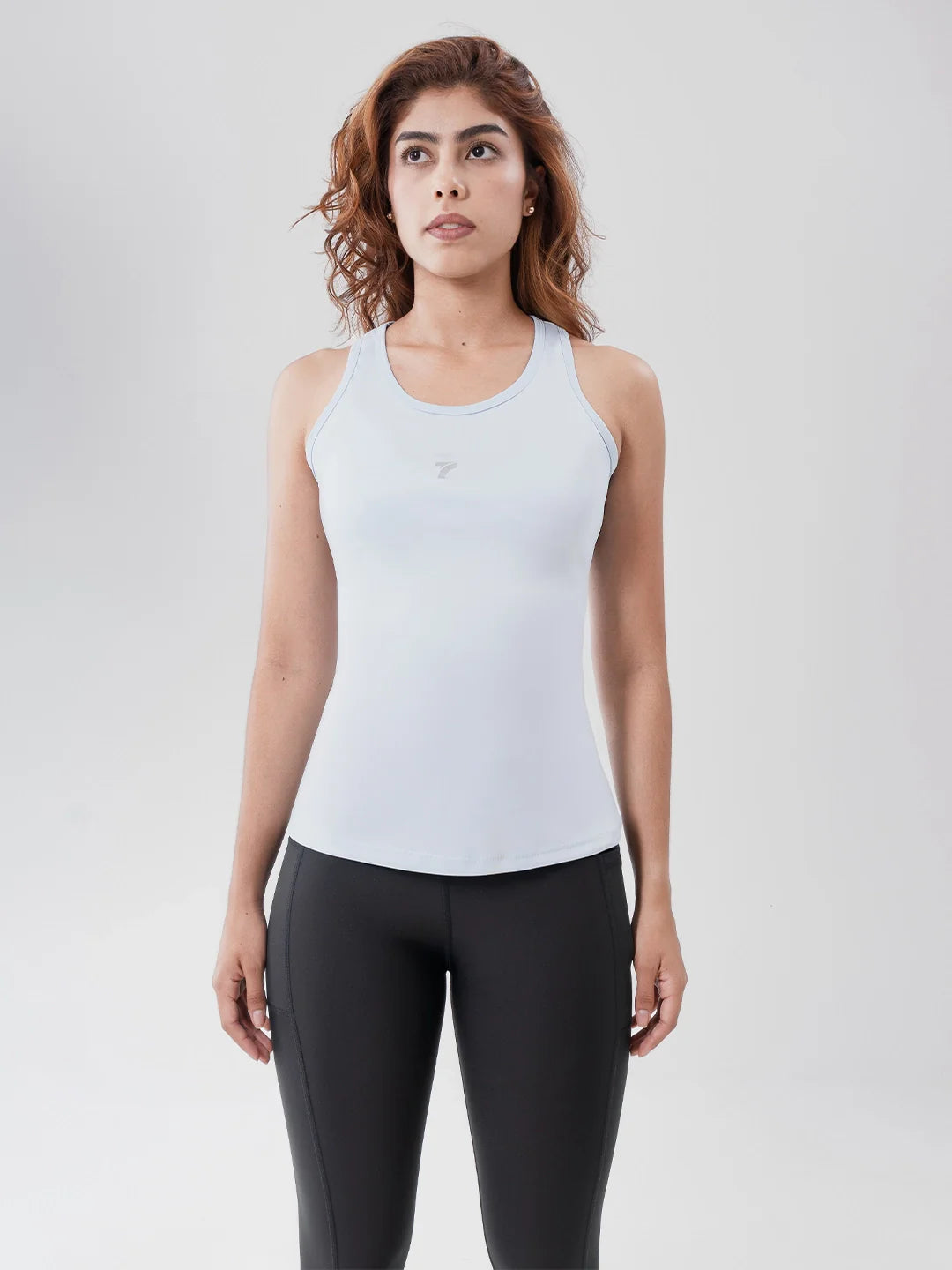 Camiseta esqueleto deportiva azul celeste mujer TENFIT — vista frontal