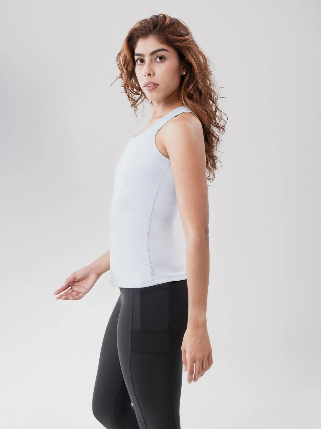 Camiseta esqueleto deportiva azul celeste mujer TENFIT — vista frontal