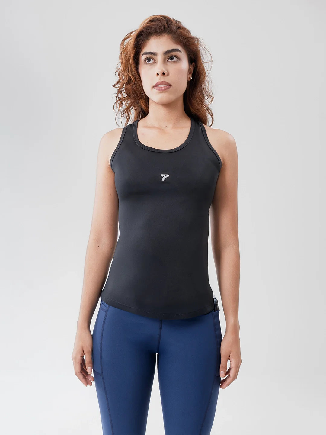 Camiseta esqueleto deportiva negra mujer TENFIT — vista frontal
