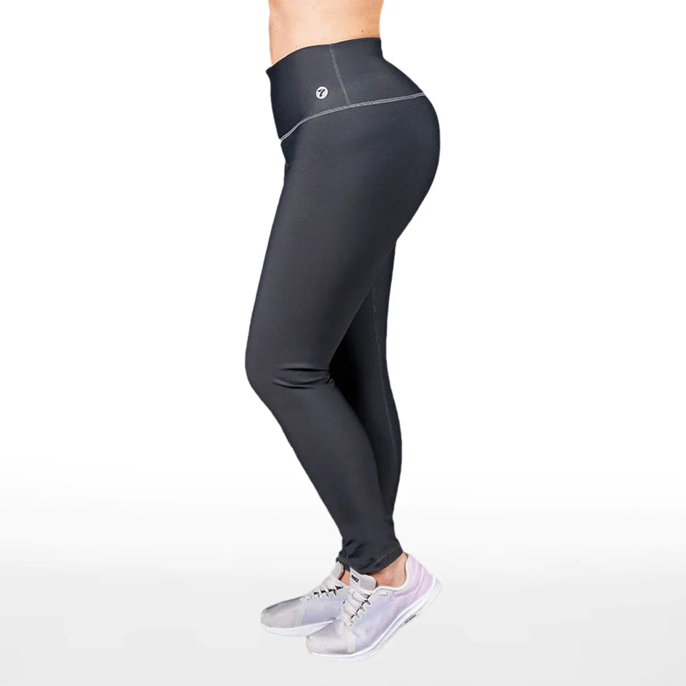 Legging deportivo gris oscuro tiro alto talla plus mujer TENFIT - vista frontal