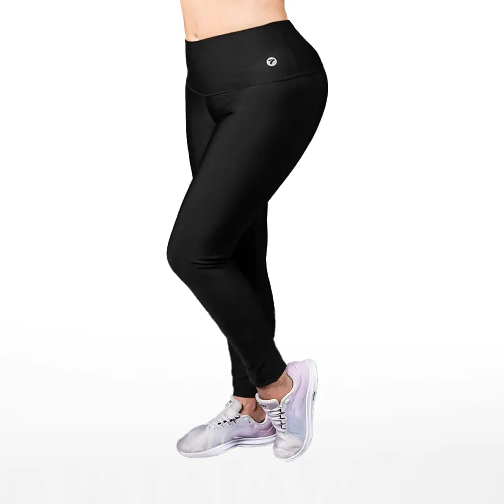 Legging negro tiro alto talla plus mujer TENFIT - vista frontal