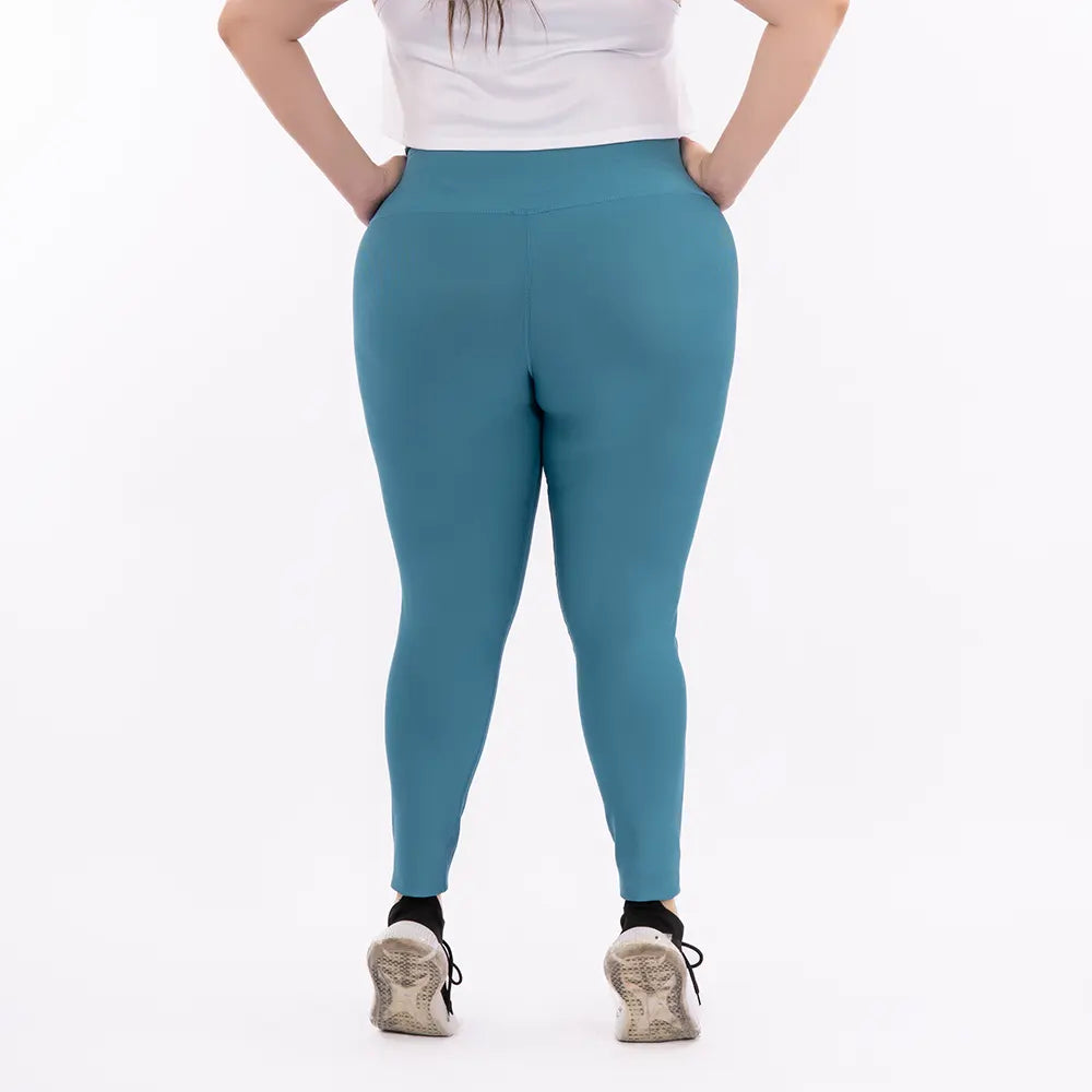 Legging azul petróleo talla plus TENFIT - vista posterior silueta definida