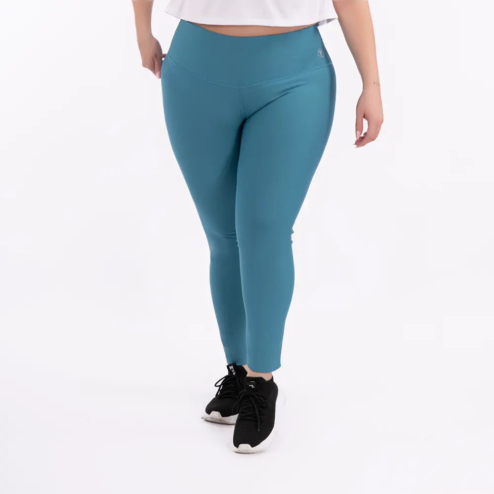 Legging azul petróleo tiro alto talla plus mujer TENFIT - vista frontal