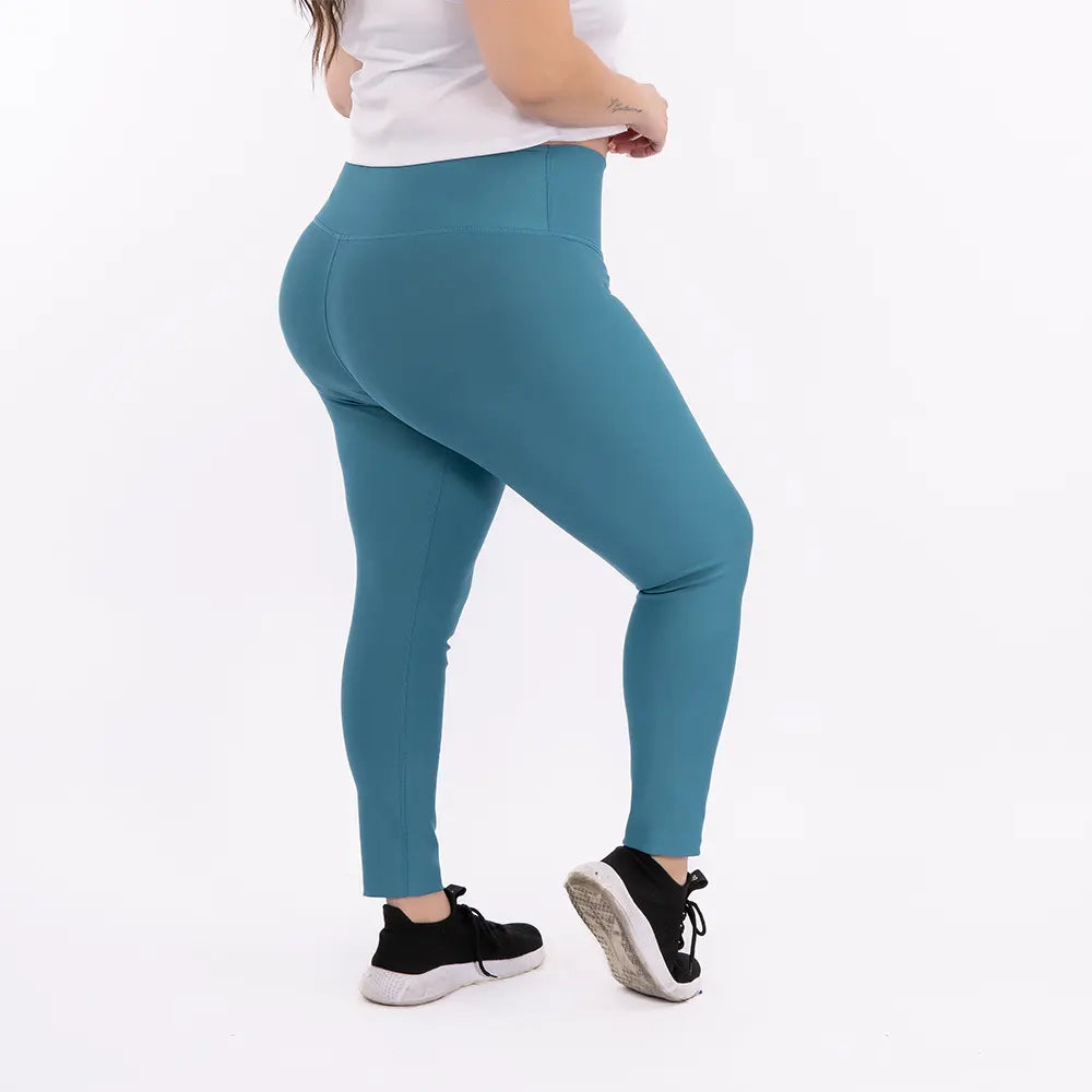Legging azul petróleo talla plus TENFIT - vista lateral detalle pretina