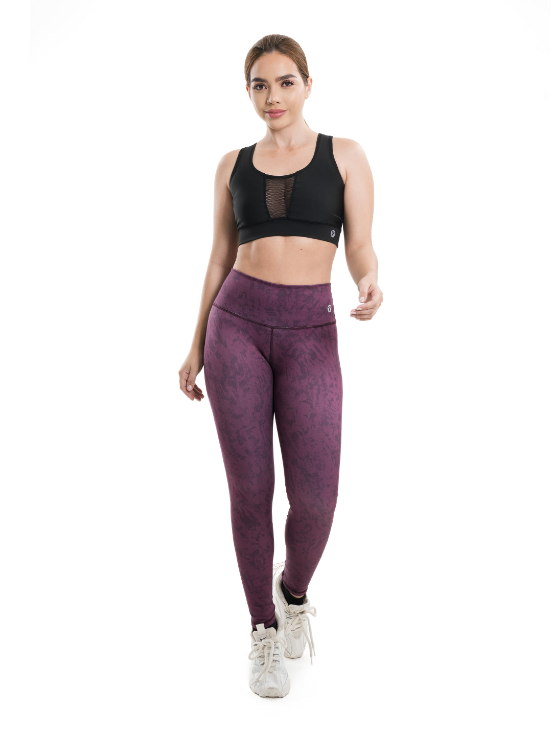 Legging sublimado vinotinto oscuro tiro alto mujer TENFIT - vista frontal