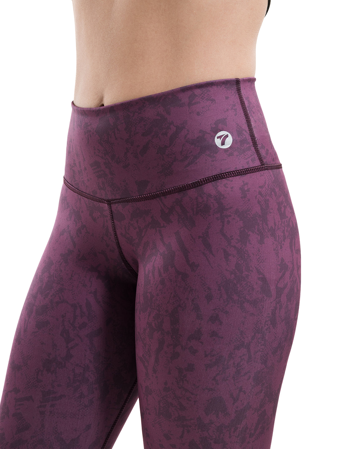 Legging vinotinto sublimado tiro alto - detalle pretina y molde