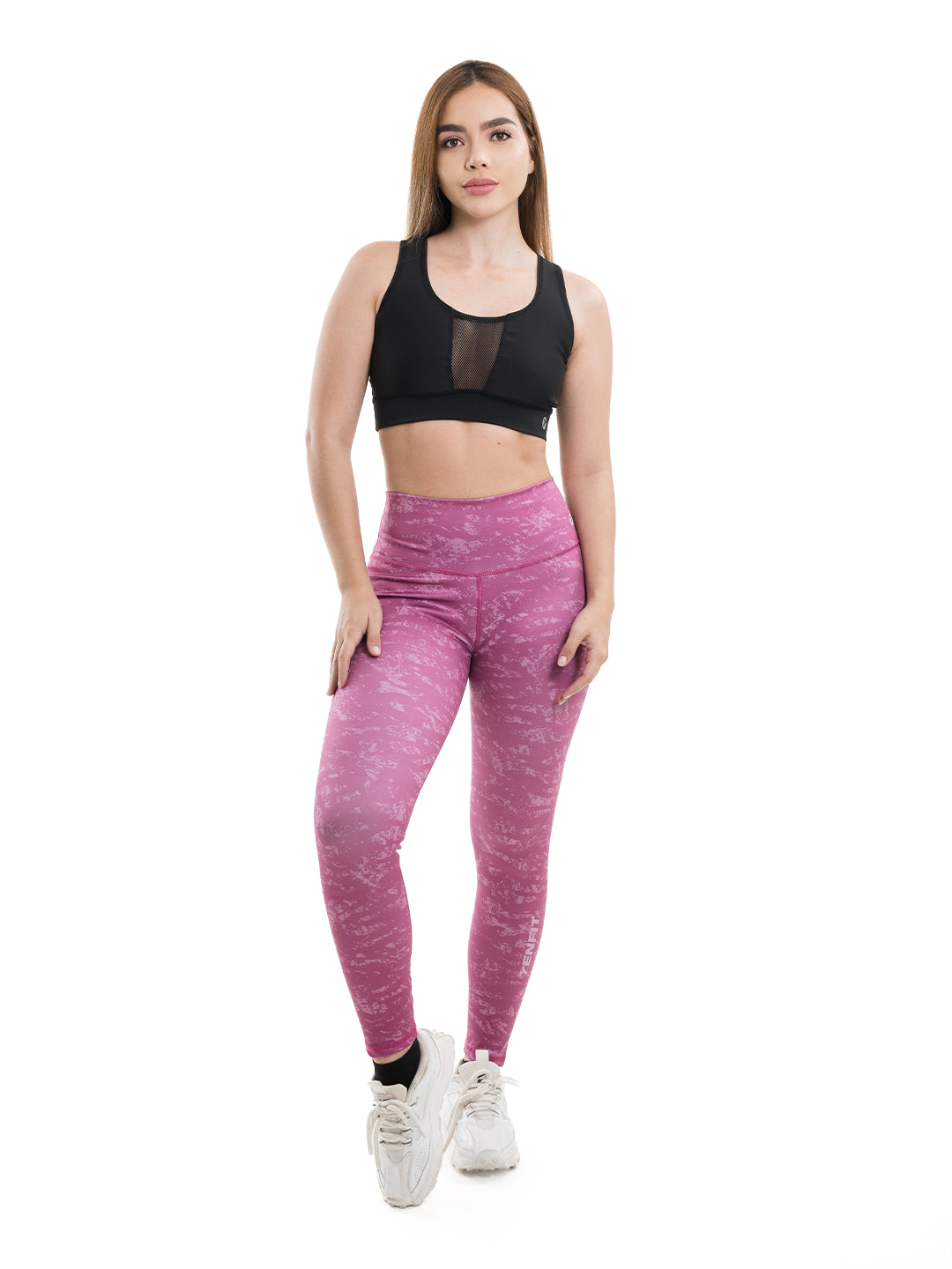Licra rosa crepé 4 vías sin transparencias para gym - TENFIT Colombia
