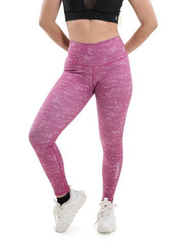 Legging sublimado rosa crepé claro tiro alto mujer TENFIT - vista frontal