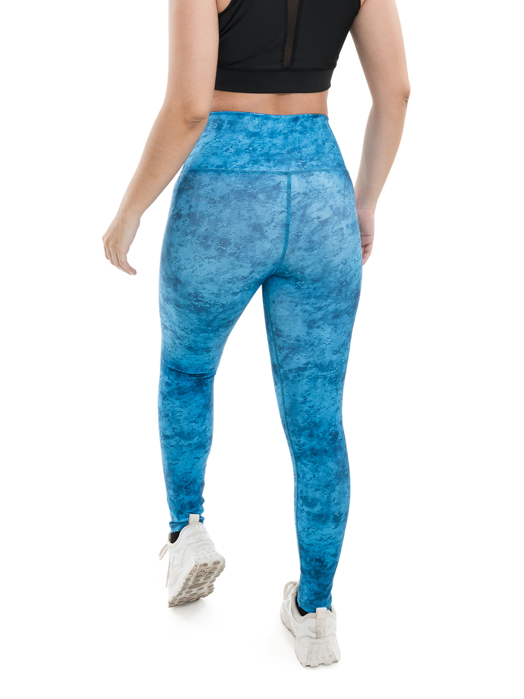 Legging sublimado azul petróleo tiro alto mujer TENFIT - vista frontal