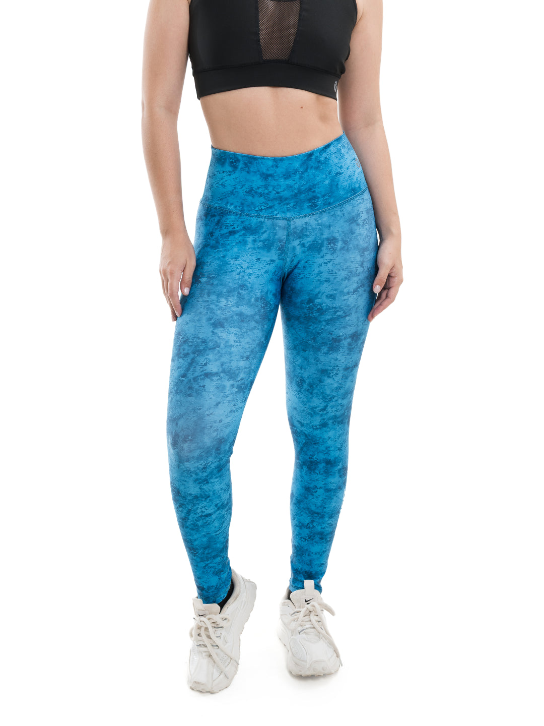 Legging sublimado azul petróleo tiro alto mujer TENFIT - vista frontal