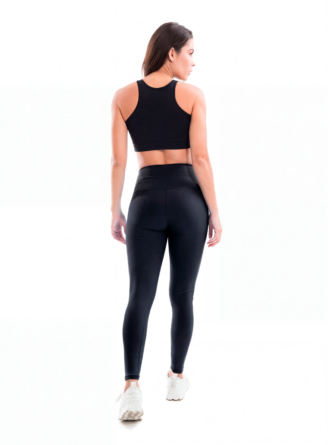 Legging deportivo negro tiro alto mujer TENFIT — vista posterior