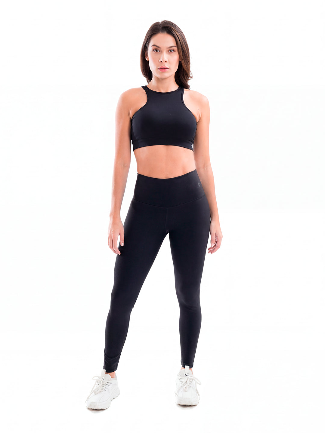 Legging deportivo negro tiro alto mujer TENFIT — vista frontal