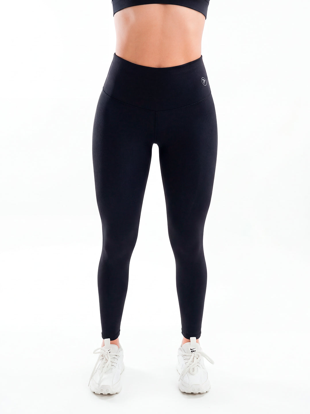 Legging deportivo negro tiro alto mujer TENFIT — vista frontal 2