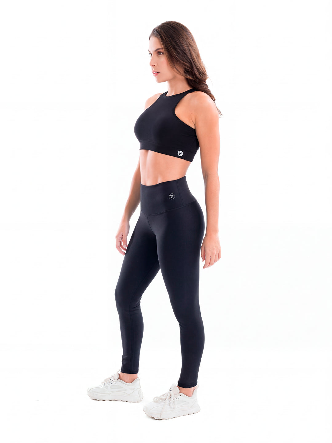 Legging deportivo negro tiro alto mujer TENFIT — vista lateral