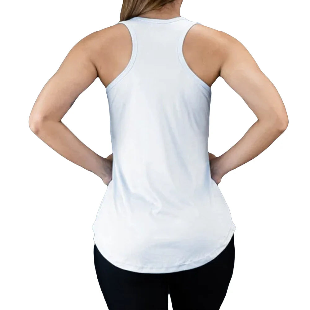 Camisilla deportiva blanca sin mangas — tela sin transparencias cola volada TENFIT