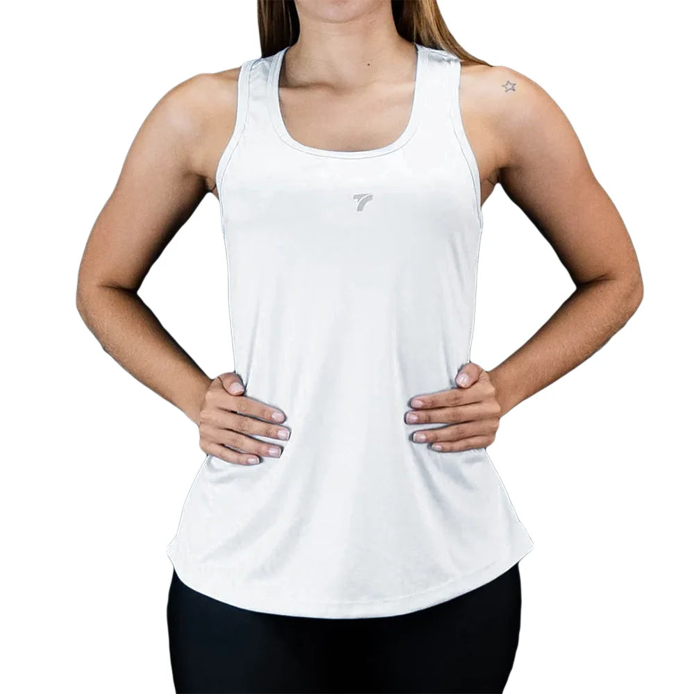 Camisilla esqueleto blanca cola volada mujer TENFIT — vista frontal