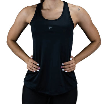 Camisilla esqueleto negra cola volada mujer TENFIT — vista frontal