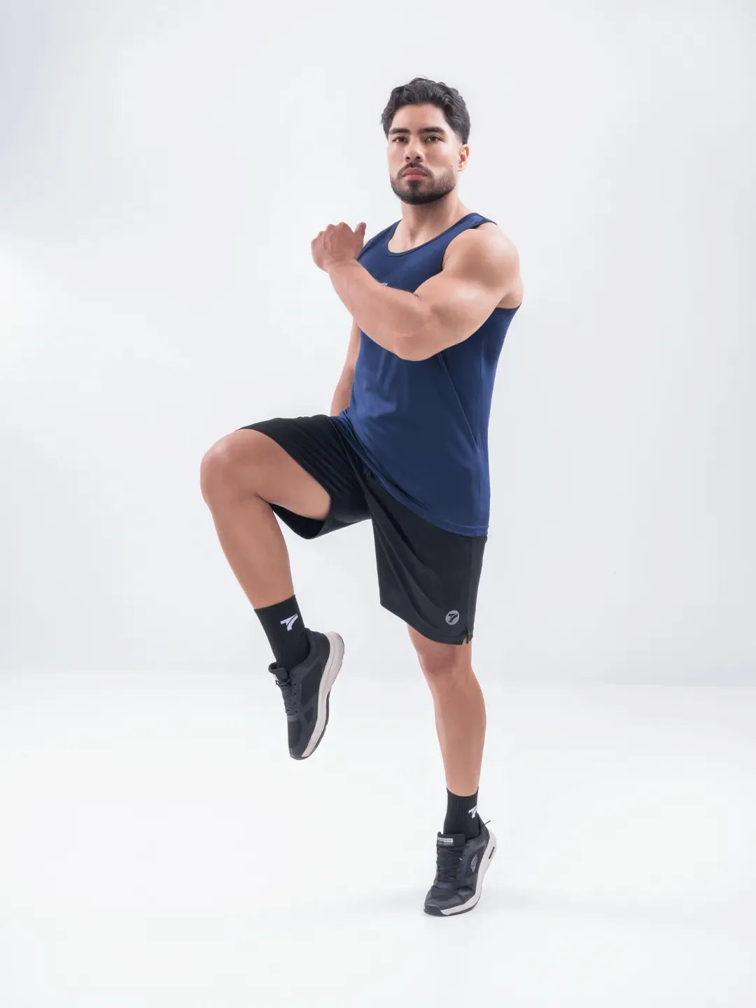 Camiseta sin mangas azul hombre entrenamiento running TENFIT
