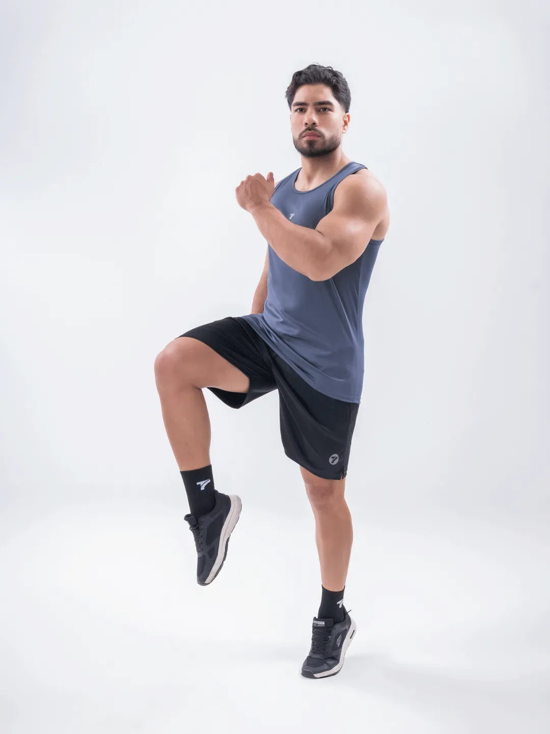 Camiseta sin mangas gris oscuro gym running hombre TENFIT