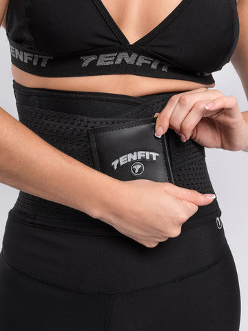 Cinturilla deportiva negra TENFIT — detalle de tejido de compresión