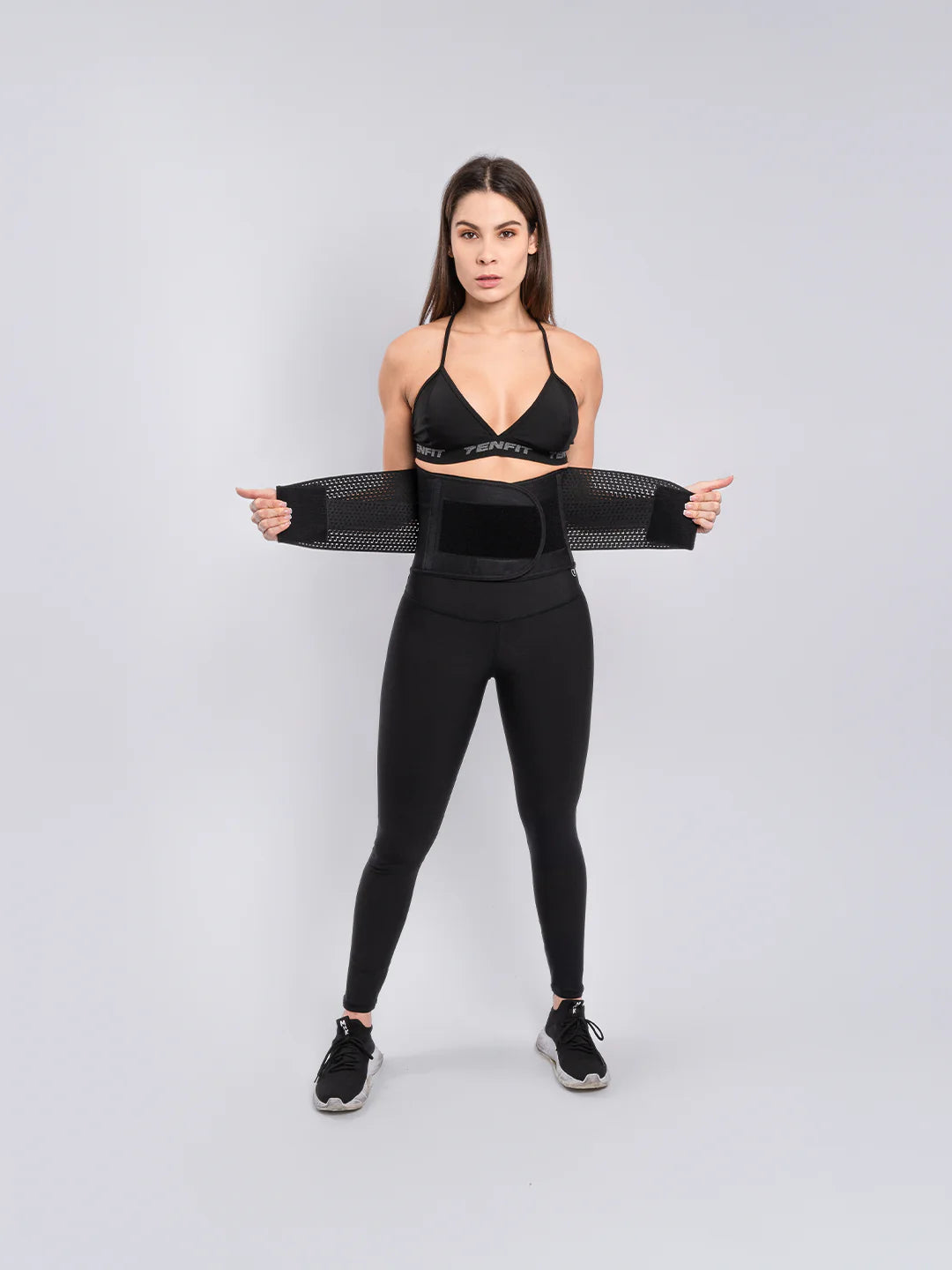 Faja cinturilla negra para gym compresión firme — TENFIT Colombia