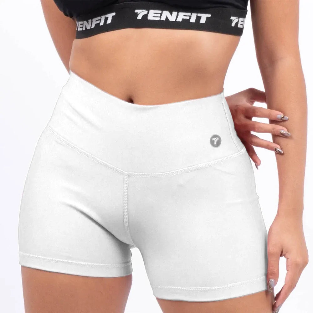 Short blanco supplex extracorto sin transparencias mujer gym - TENFIT Colombia