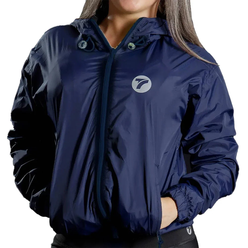 Chaqueta rompeviento azul turquí mujer TENFIT Sparta vista frontal