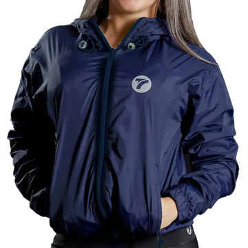 Chaqueta rompeviento azul turquí mujer TENFIT Sparta vista frontal