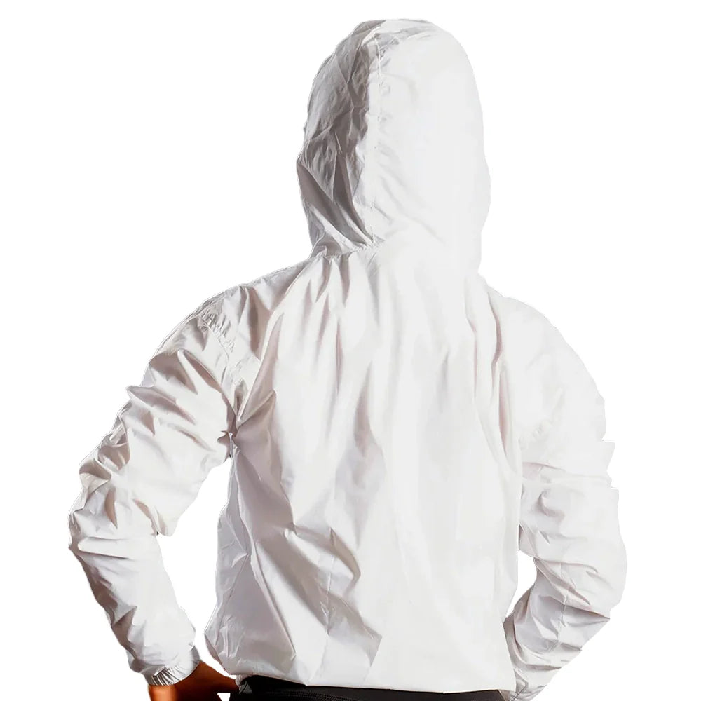 Chaqueta rompeviento blanca mujer TENFIT Sparta espalda tejido deportivo