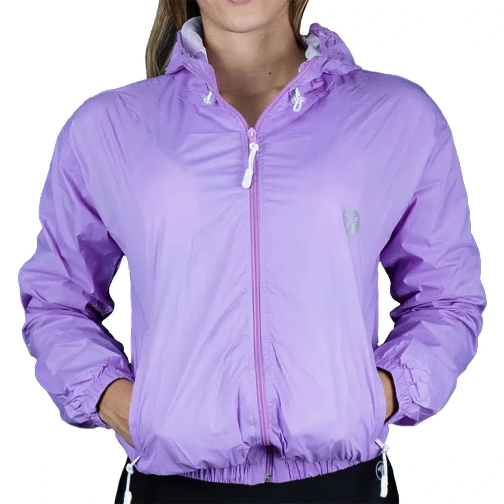 Chaqueta deportiva lila oscuro mujer TENFIT Sparta detalle corte