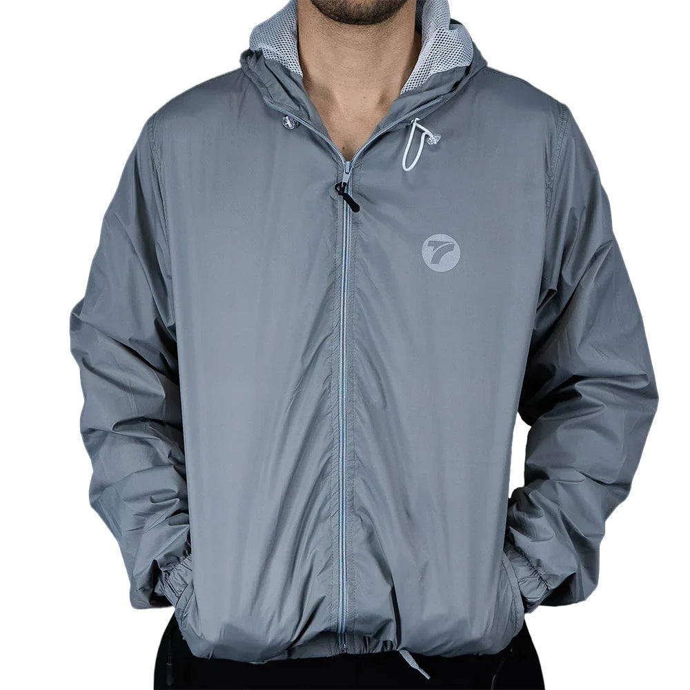 Chaqueta Rompevientos Sparta Gris Claro Hombre TENFIT — Vista frontal