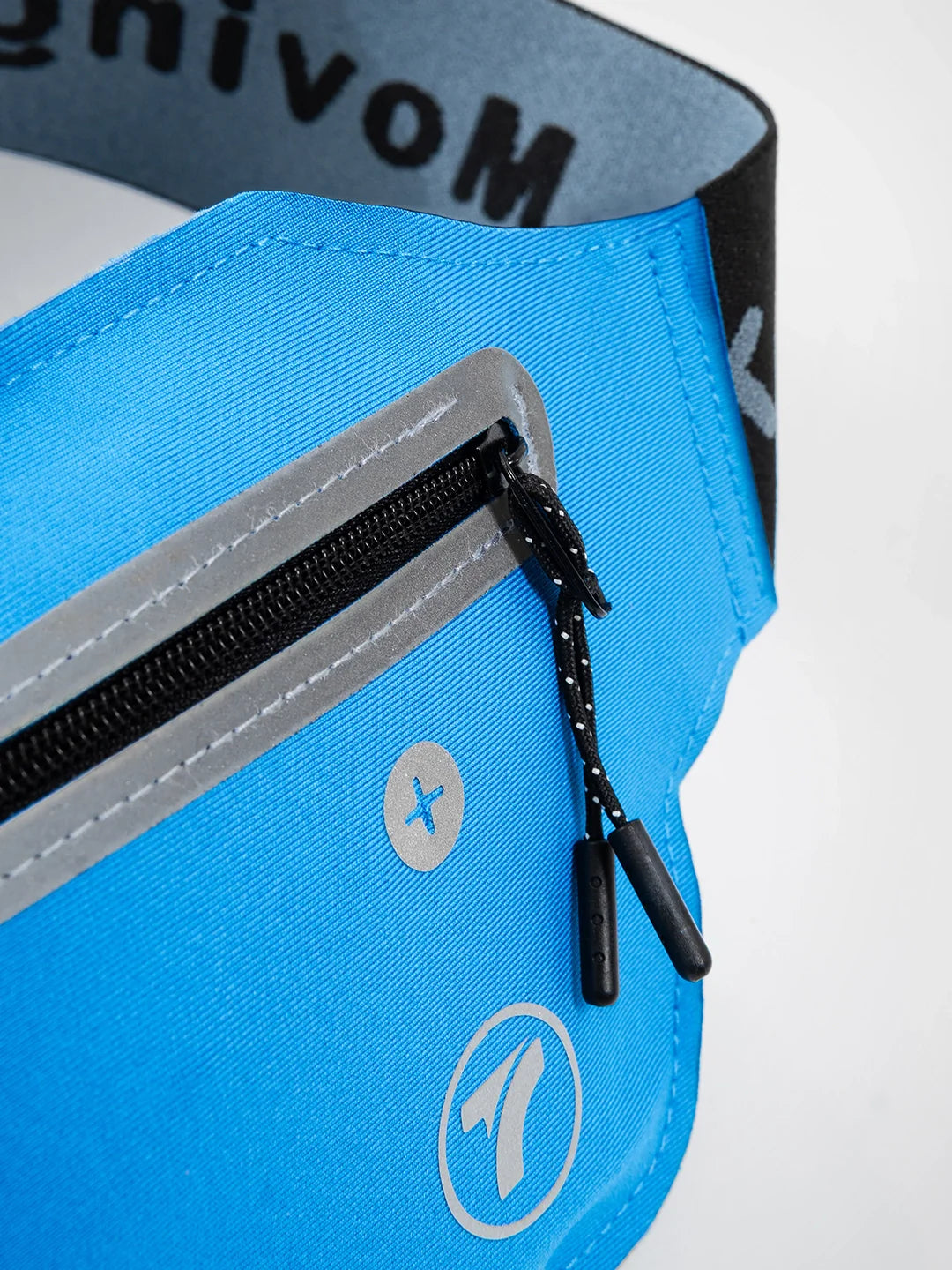 Detalle cremallera canguro deportivo azul turquesa running TENFIT
