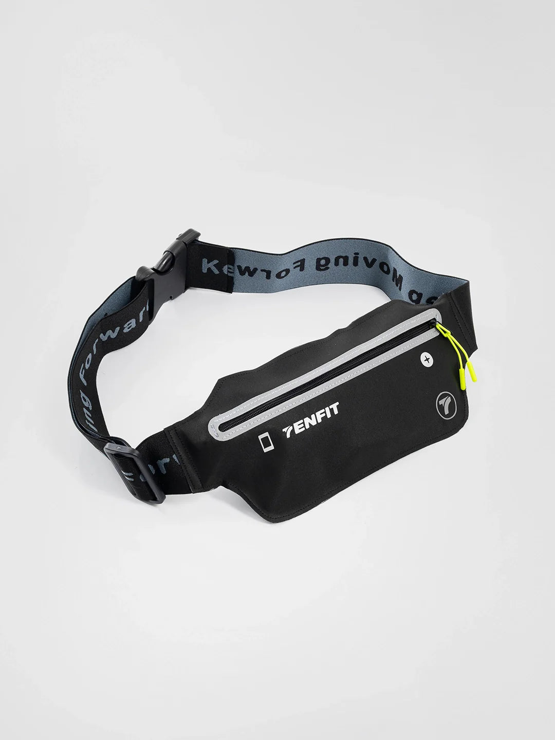 Canguro deportivo negro amarillo neón porta celular TENFIT Sport Bag Cell