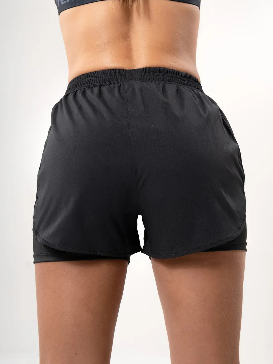 Short antifluido negro licra interna vista atrás modelo - TENFIT deportivo
