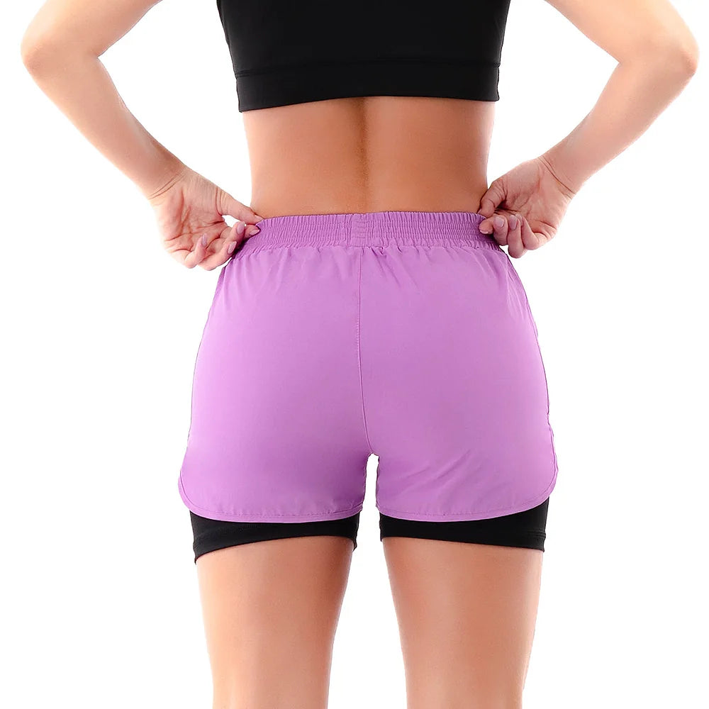 Short running licra interna lila oscuro atrás - pantaloneta deportiva colombiana