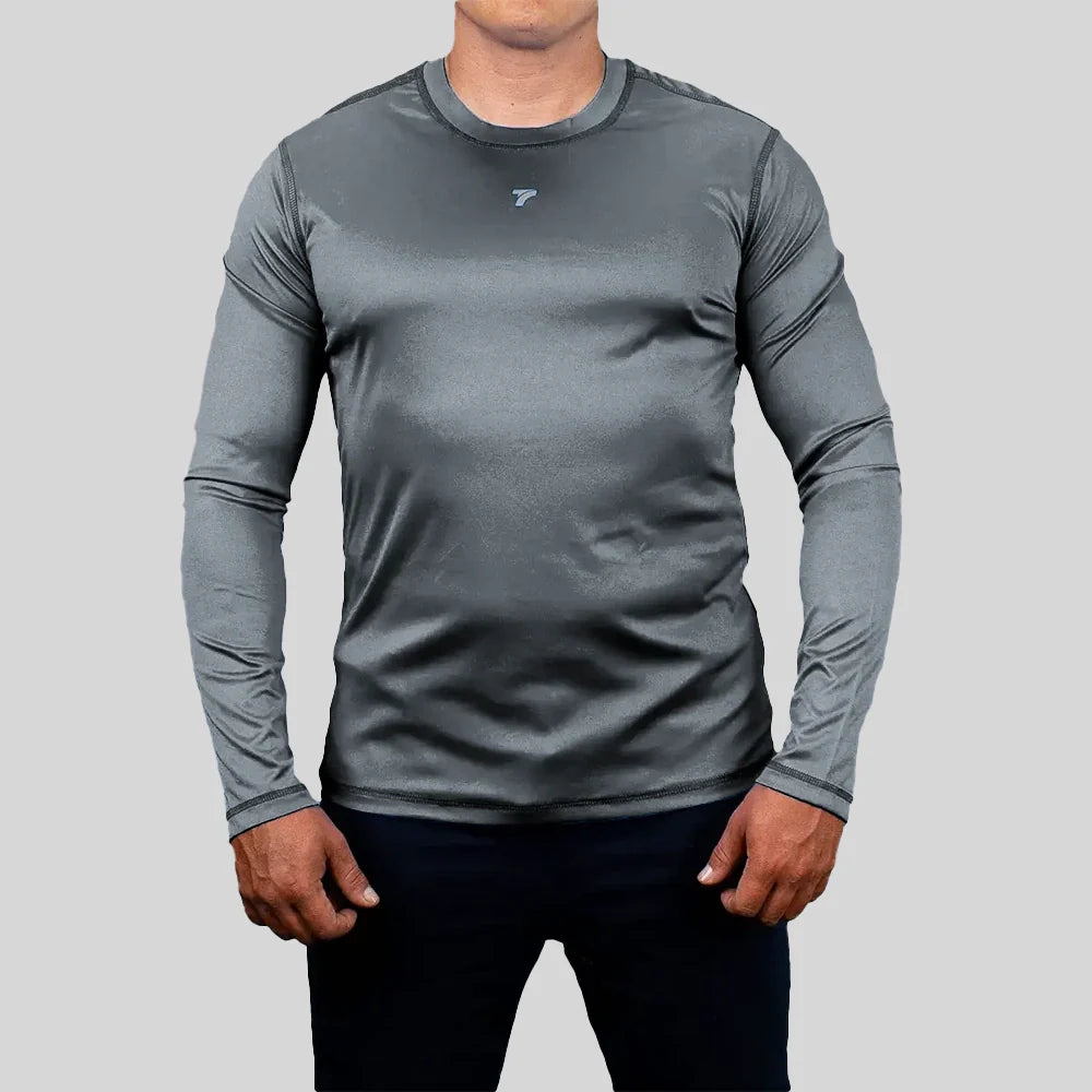 Buzo compresión gris oscuro talla plus hombre TENFIT soporte muscular