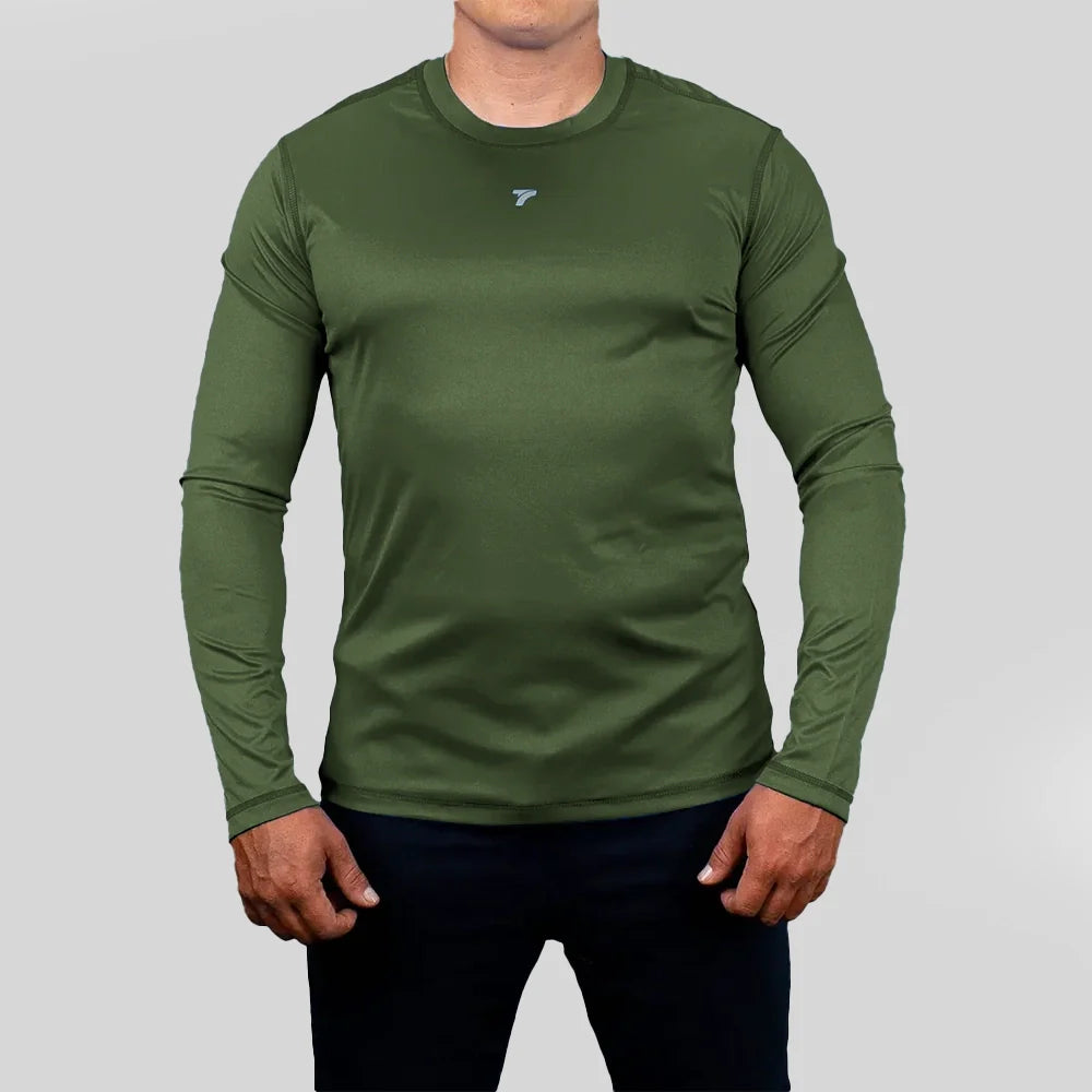 Buzo compresión verde militar talla plus hombre TENFIT Colombia