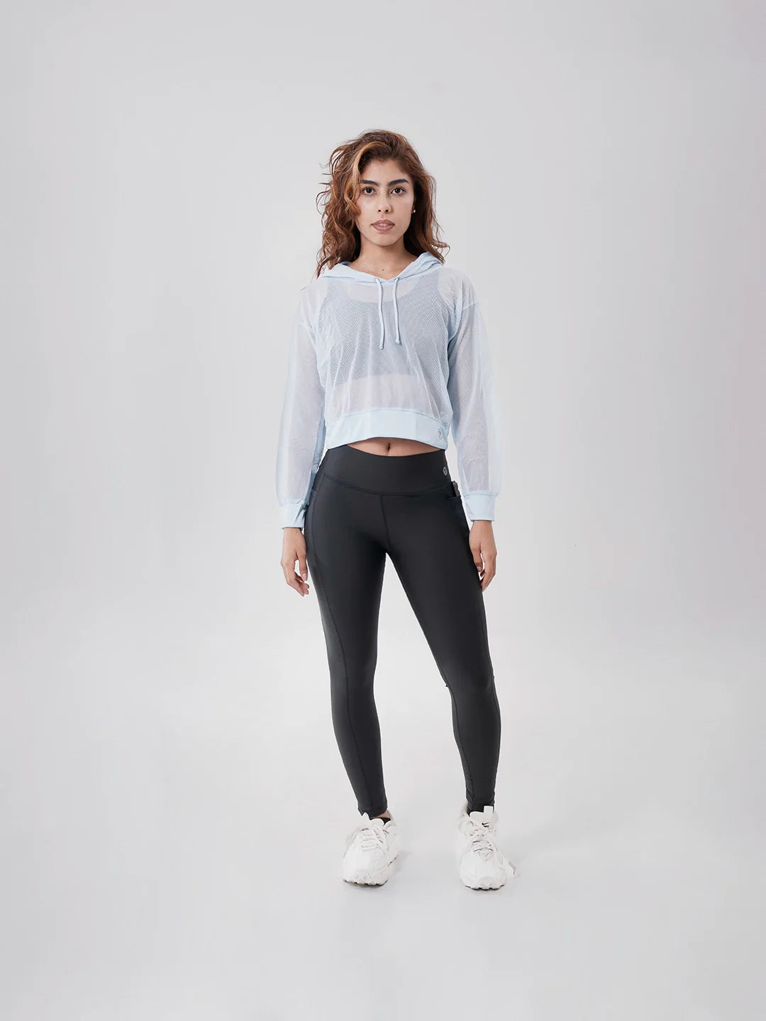 Buzo con capota mujer azul celeste TENFIT - ropa deportiva colombiana