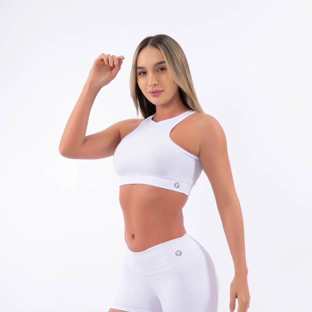 Top esqueleto deportivo blanco sin transparencias mujer - TENFIT