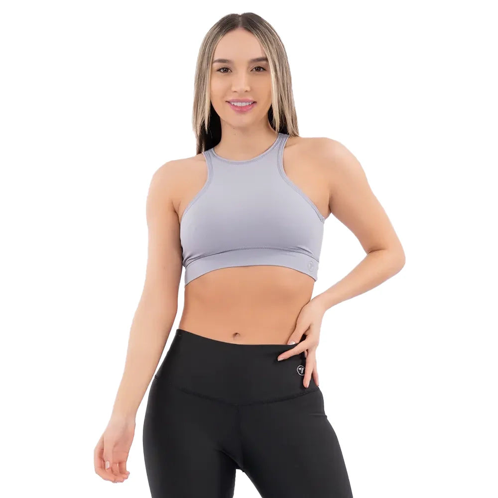 Top esqueleto deportivo gris claro mujer - TENFIT