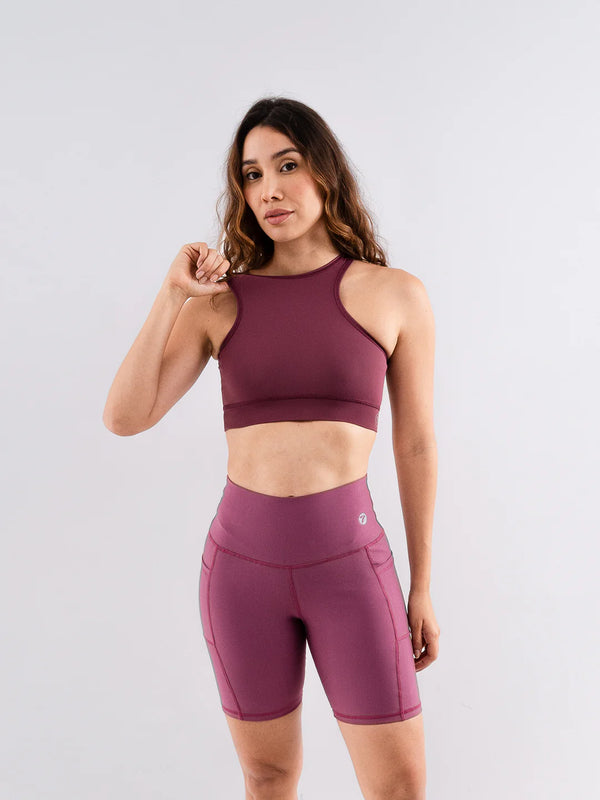 Top Deportivo de Mujer Tipo Esqueleto Unicolor – Mora en Leche Oscuro